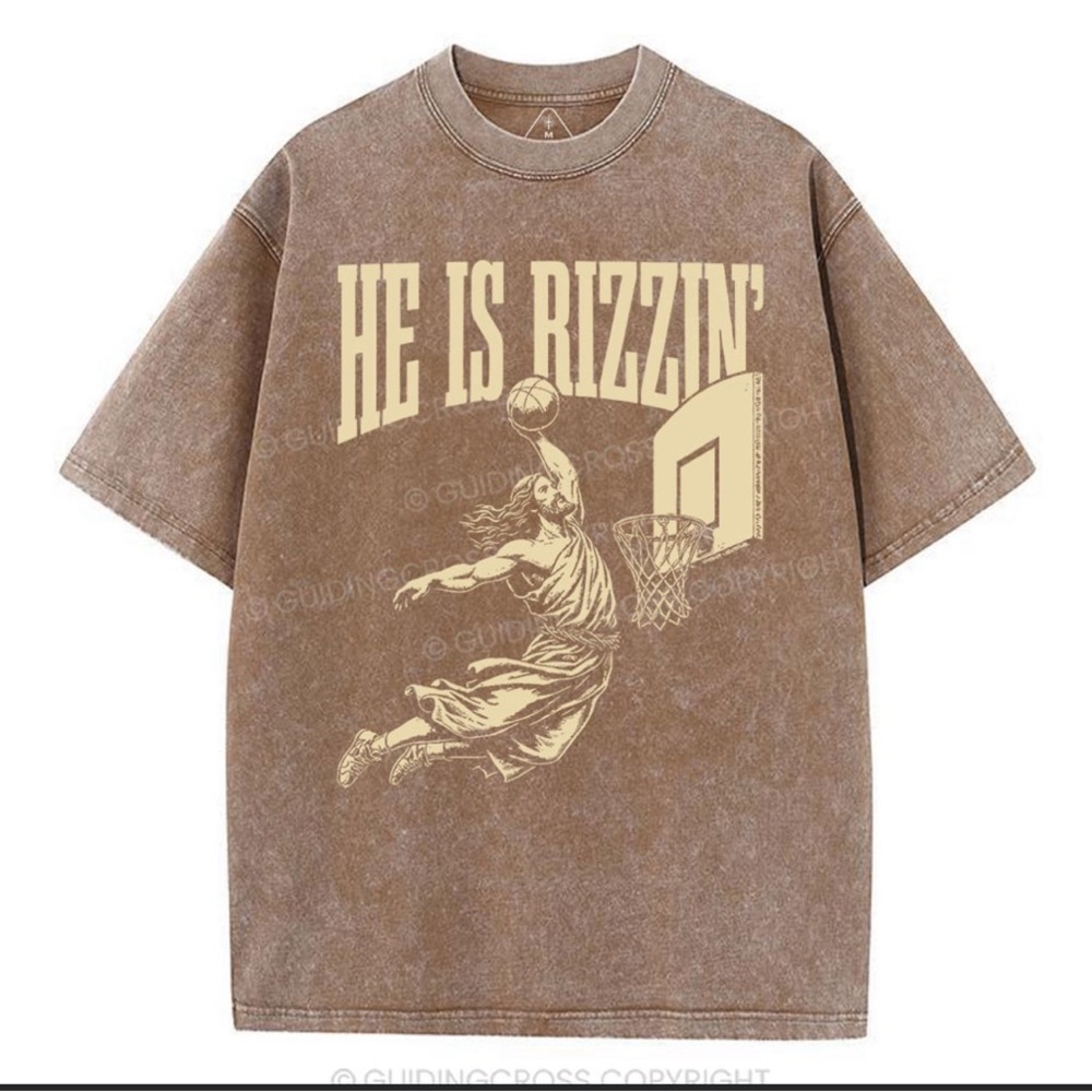 Guiding Cross He is Risen Basketball T-Shirt Large